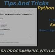 Sphinx How To Generate Documentation From Python Doc Strings Five Minutes On Tips And Tricks Learn Programming With Joel